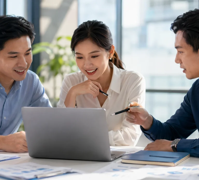 Service professionals discussing their business